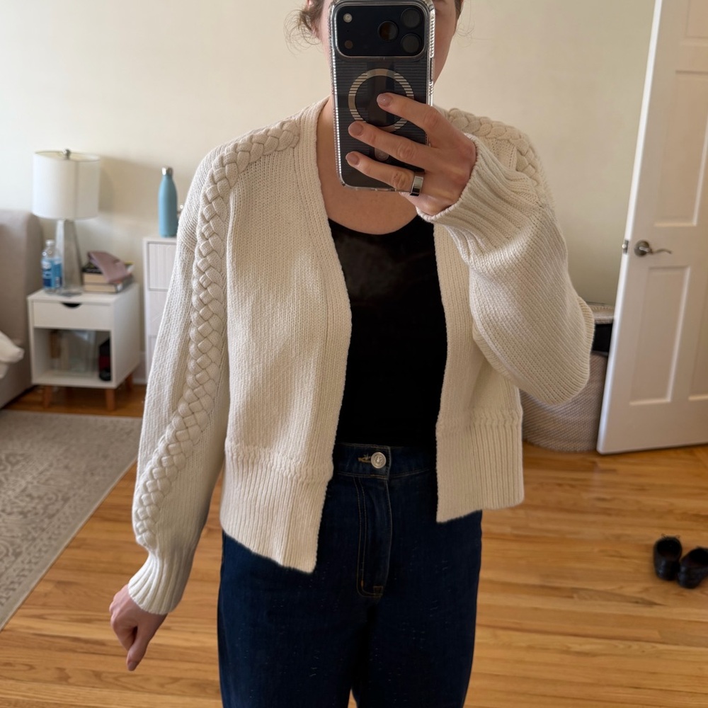 NWT Cable-Trim Cardigan Sweater